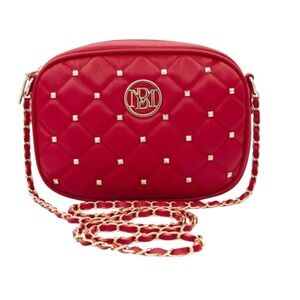 NWT Badgley Mischka red stud camera bag